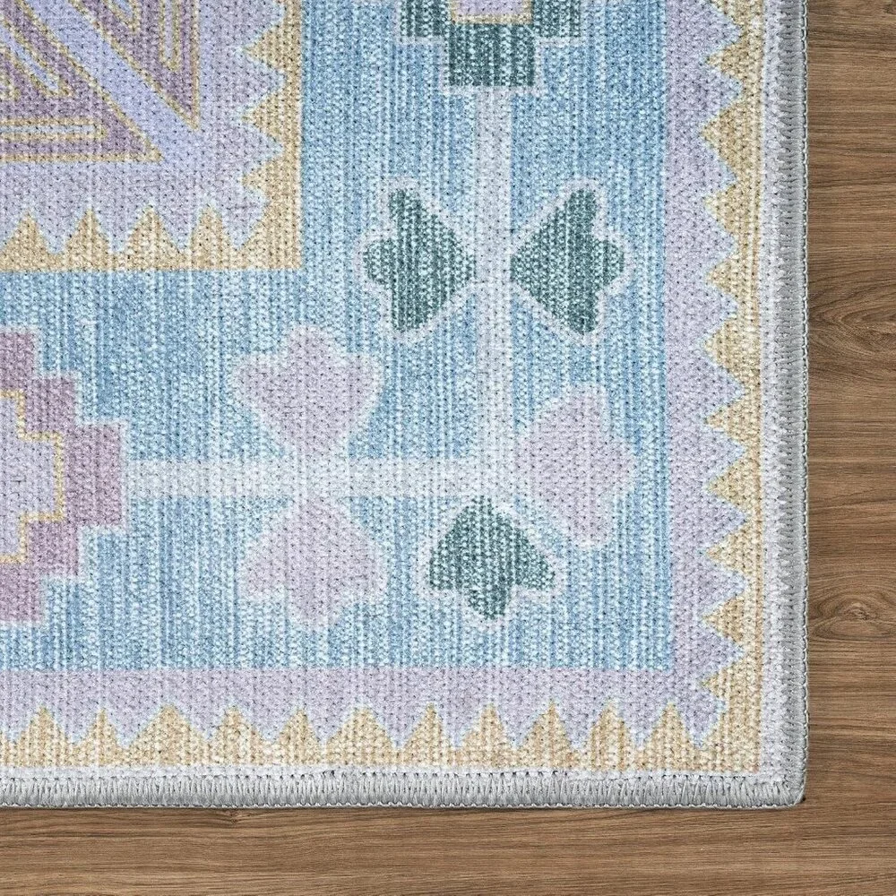 2'x3' Turkish Oushak Rug Vintage Floral Pastel Machine Washable Cotton Pastel